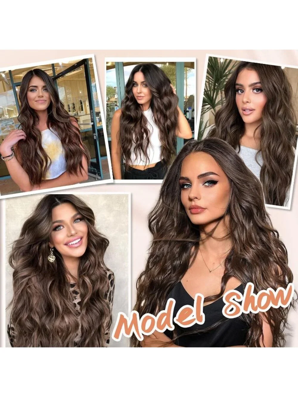 Women's Chocolate Brown 26 Inch Natural Looking Heat Resistant Long Wavy Wigs